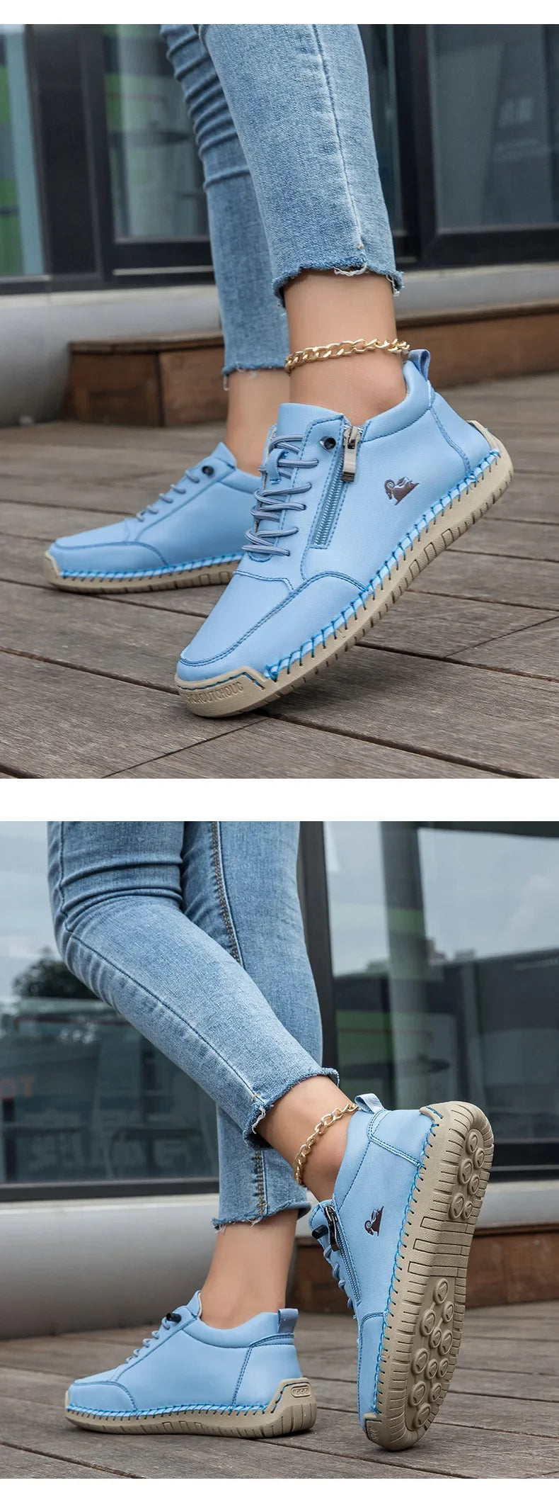 Women's Sneakers Handmade Leather Casual Shoes Outdoor Soft Sports Shoes for Men Classic Anti-slip Leather Shoe Zapatos De Mujer
