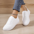 2026 Women Leather Pu Casual Shoes Woman Shoes New Fashion Platform White Shoes Sneakers Breathable Lace-Up Women Sneakers 8789