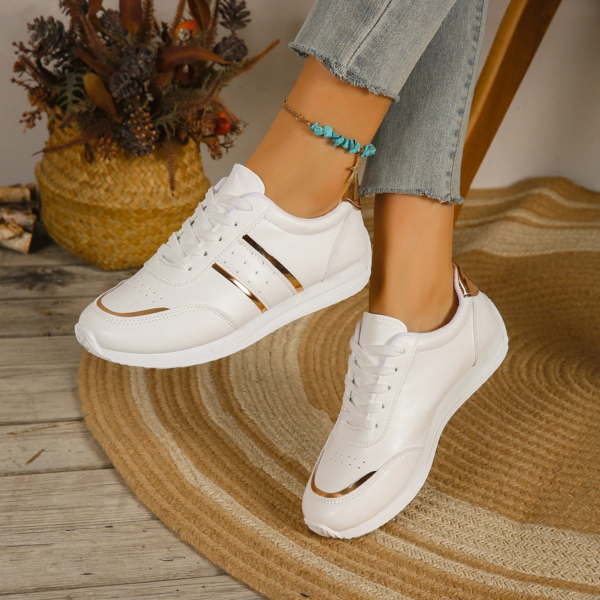 Women Sneakers Lightweight Platform Sneakers Women Leather Patchwork Casual Sport Shoes Ladies Outdoor Running Vulcanized Shoes