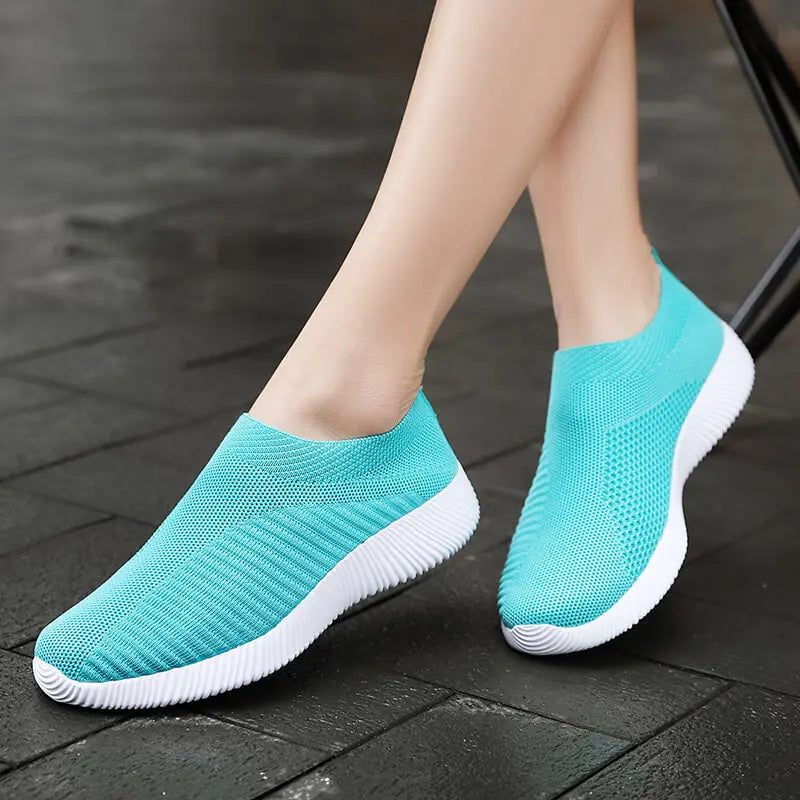 Knitted Sneakers for Women 2024 Autumn Slip on Breathable Mesh Casual Shoes Woman Flat Heels Plus Size Loafers Zapatos Mujer