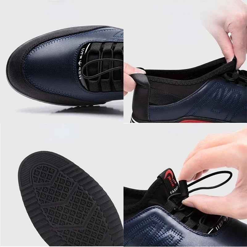 2025 Hot Men's Shoes Lightweight Leather Shoes for Men Soft Soled Male Sneakers Breathable Casual Shoes Slip on Working Footwear