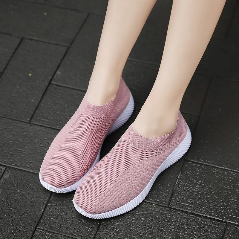 Knitted Sneakers for Women 2024 Autumn Slip on Breathable Mesh Casual Shoes Woman Flat Heels Plus Size Loafers Zapatos Mujer