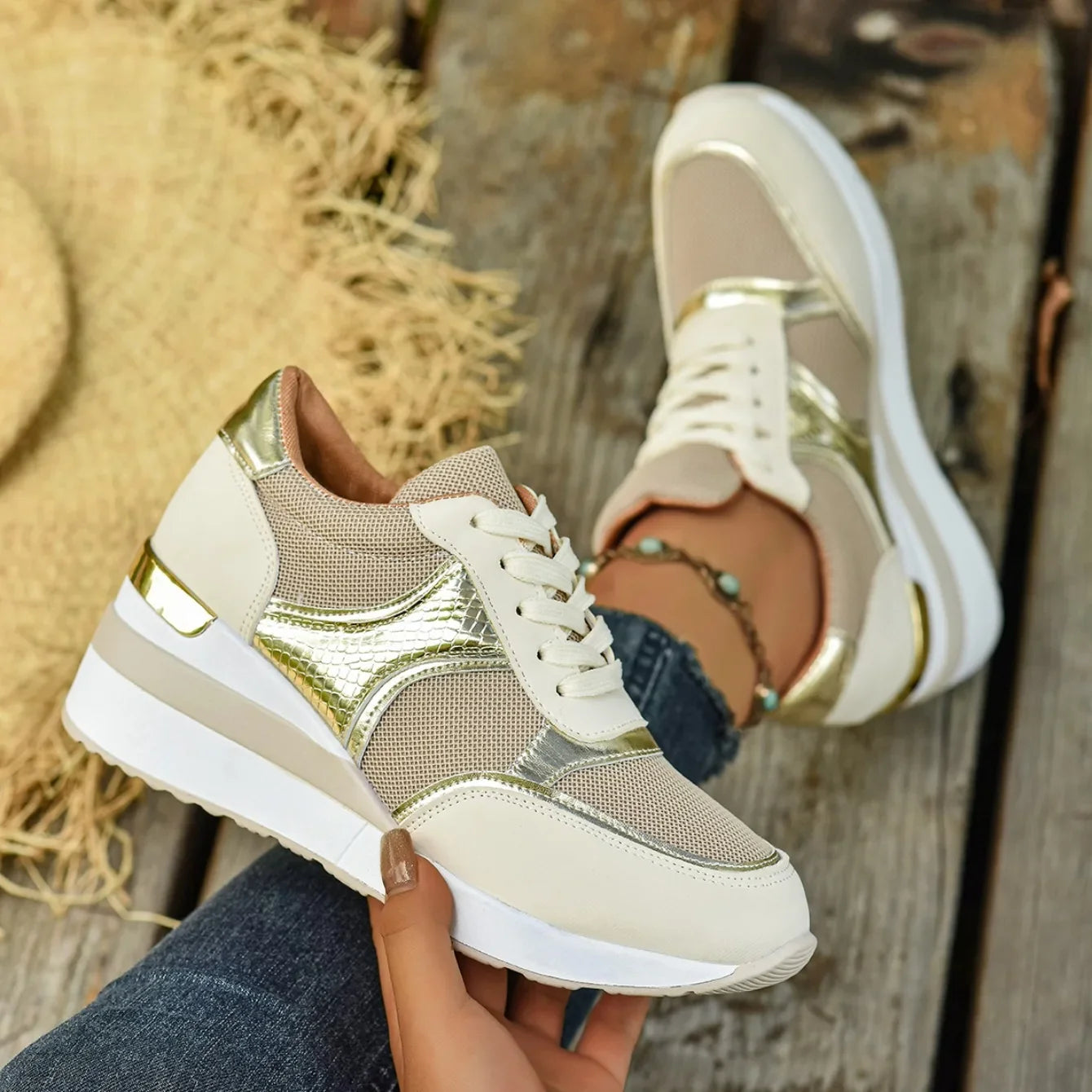 Women Sneakers Spring Walking Lace-up Casual Platform Shoes Women Big Size Outdoor Lightweight Sneakers Women Zapatos De Mujer