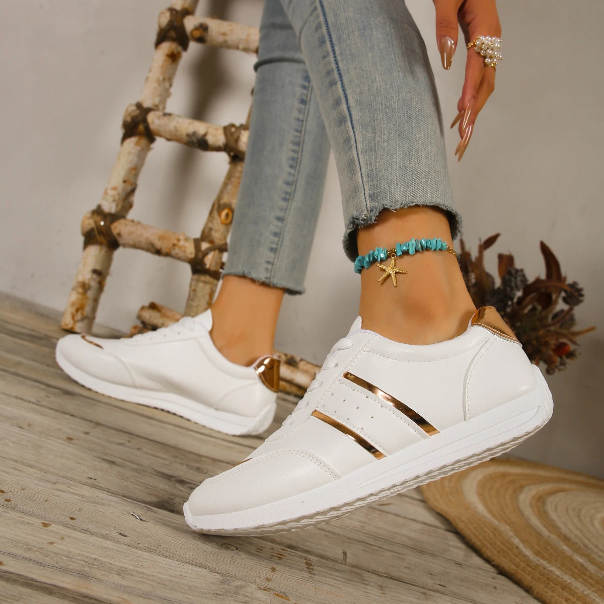 Women Sneakers Lightweight Platform Sneakers Women Leather Patchwork Casual Sport Shoes Ladies Outdoor Running Vulcanized Shoes