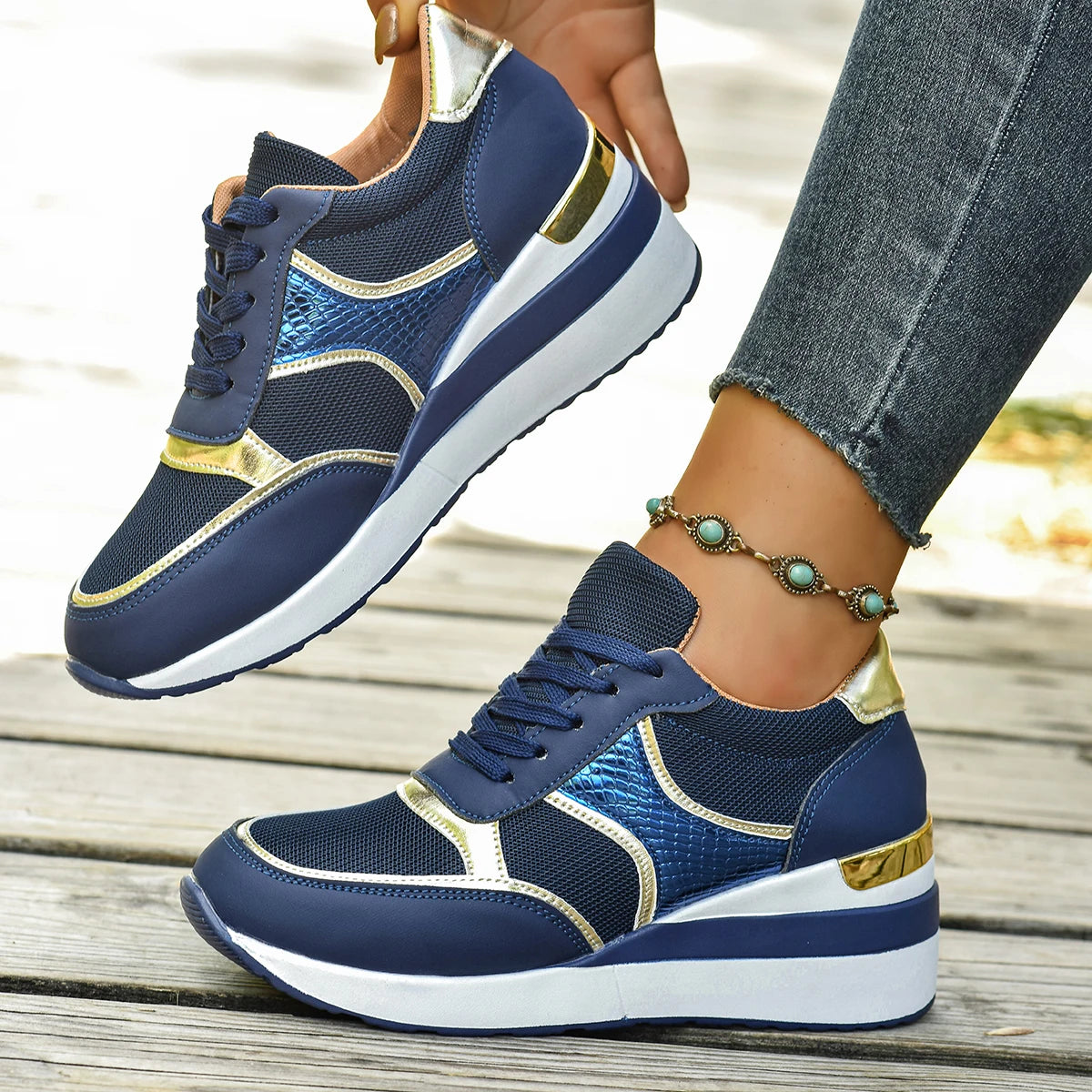 Women Sneakers Spring Walking Lace-up Casual Platform Shoes Women Big Size Outdoor Lightweight Sneakers Women Zapatos De Mujer
