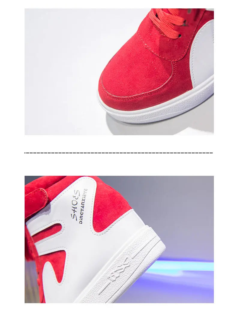 Red Sneakers Women 2024 New High Top Platform Casual Wedges Autumn Winter Female Black Internal Increase Vulcanize Shoes Lace-up