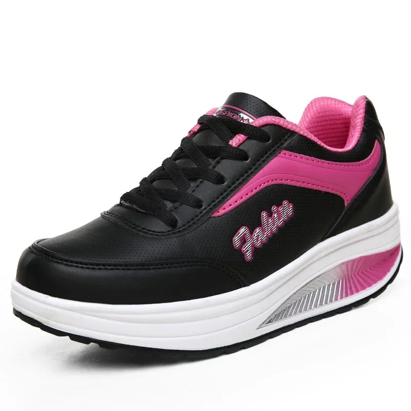 NEW Women Sneakers Breathable Waterproof Wedges Platform Vulcanize Shoes Woman Sneakers Leather Casual Shoes Tenis Feminino