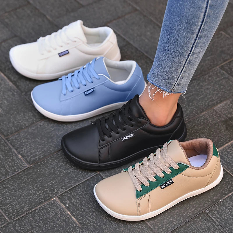 Women Shoes Wide Barefoot Shoes for Women Minimalist Artificial Leather Casual Comfortable Flats White Shoes Walking Sneakers