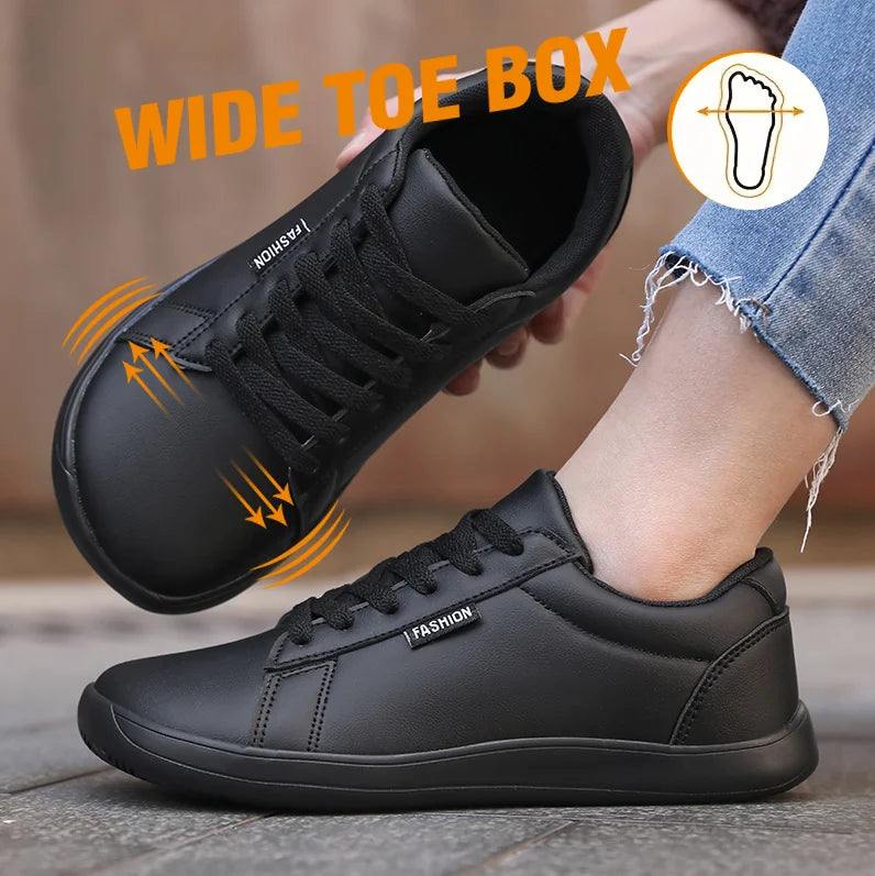 Women Shoes Wide Barefoot Shoes for Women Minimalist Artificial Leather Casual Comfortable Flats White Shoes Walking Sneakers