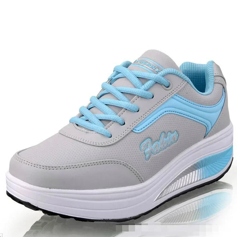 NEW Women Sneakers Breathable Waterproof Wedges Platform Vulcanize Shoes Woman Sneakers Leather Casual Shoes Tenis Feminino
