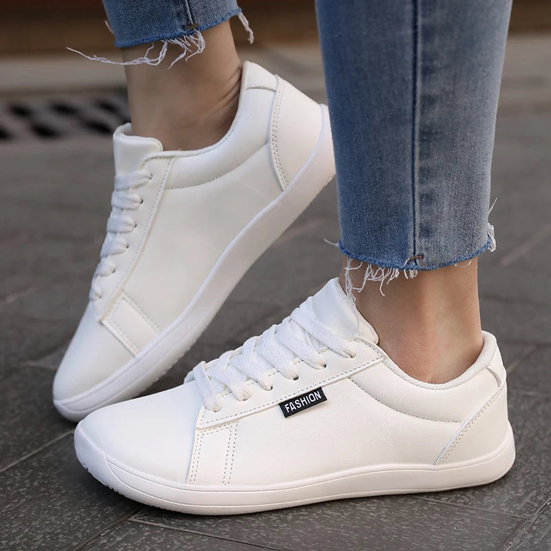 Women Shoes Wide Barefoot Shoes for Women Minimalist Artificial Leather Casual Comfortable Flats White Shoes Walking Sneakers