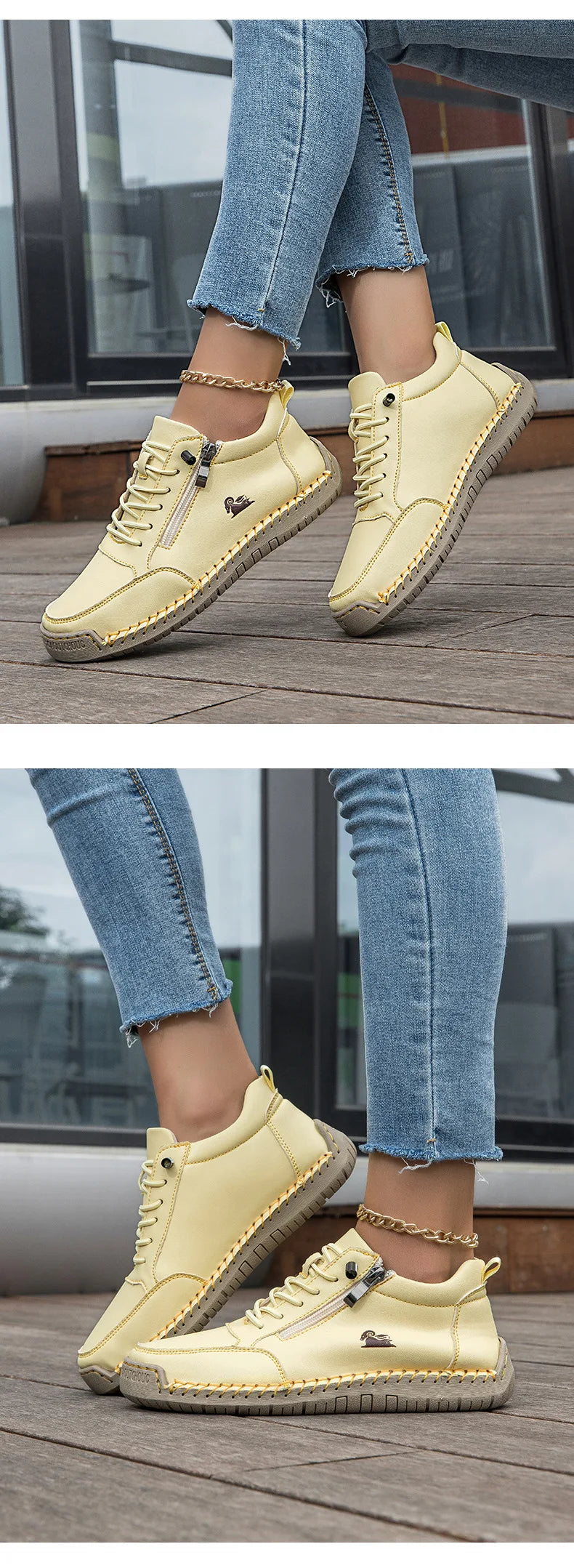 Women's Sneakers Handmade Leather Casual Shoes Outdoor Soft Sports Shoes for Men Classic Anti-slip Leather Shoe Zapatos De Mujer