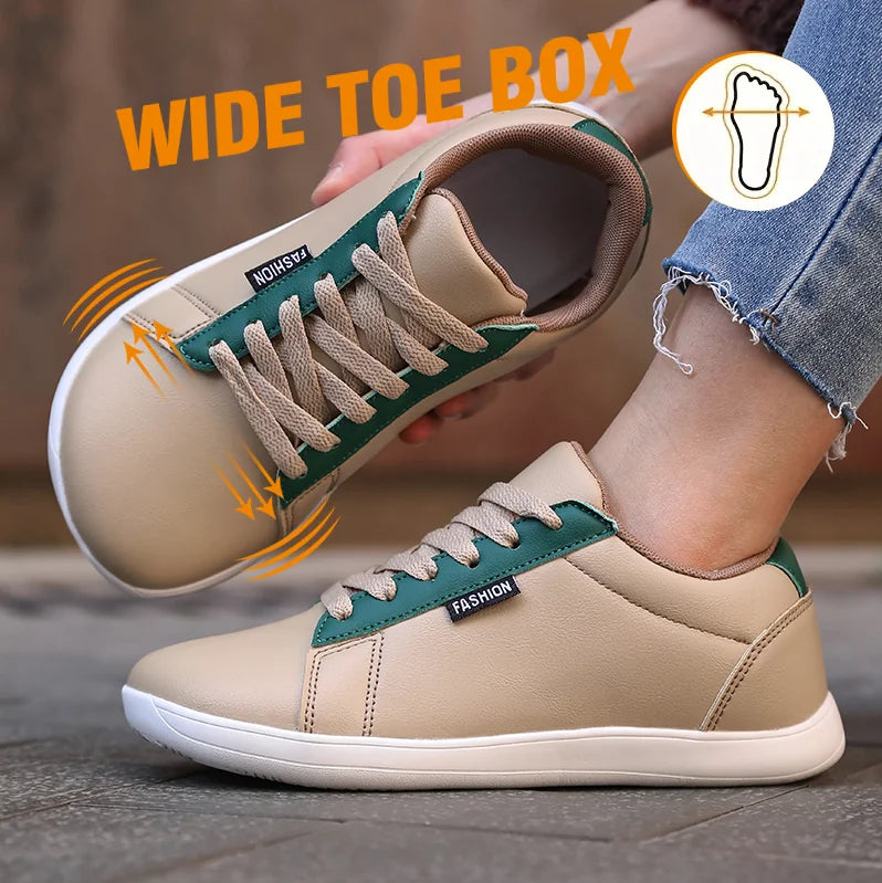 Women Shoes Wide Barefoot Shoes for Women Minimalist Artificial Leather Casual Comfortable Flats White Shoes Walking Sneakers