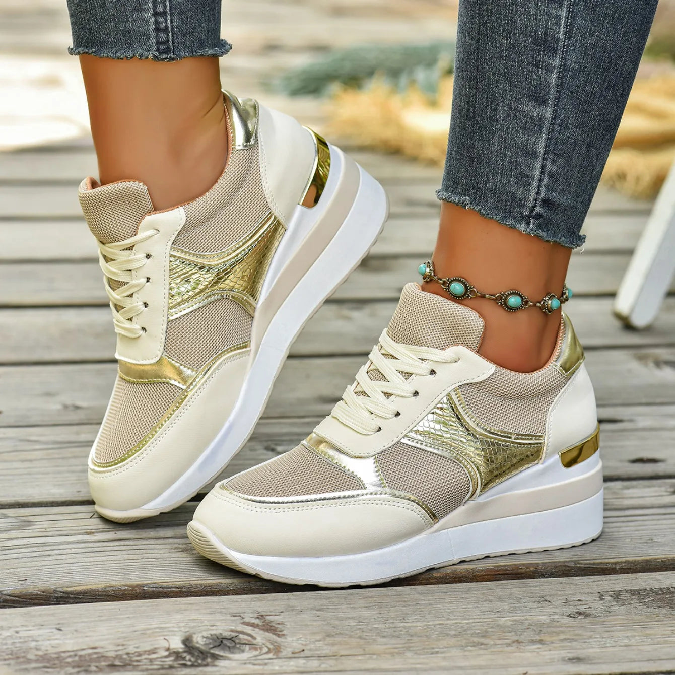 Women Sneakers Spring Walking Lace-up Casual Platform Shoes Women Big Size Outdoor Lightweight Sneakers Women Zapatos De Mujer