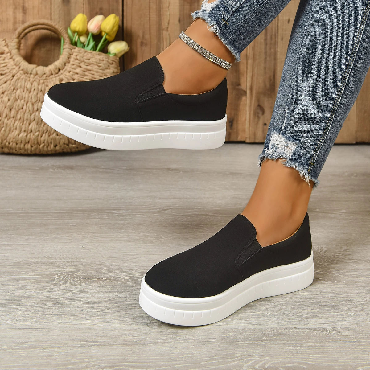 Shoes for Women Spring Leisure Sneakers New Womens Lazy Footwear Lightweight Thick Sole   Platform Women Shoes size 36-43