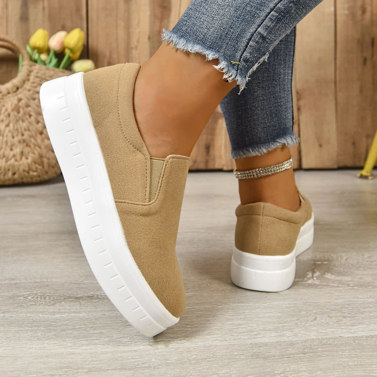 Shoes for Women Spring Leisure Sneakers New Womens Lazy Footwear Lightweight Thick Sole   Platform Women Shoes size 36-43
