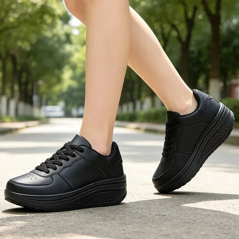 Women Sneakers Breathable Wedges Platform Vulcanize Shoes Woman Sneaker Leather Casual Women's Shoes Tenis Feminino Loafers