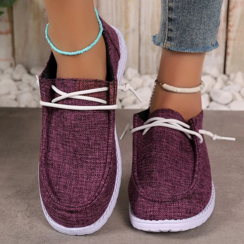 Fashionable New Sexy Comfortable Casual Sneakers for Women Spring Autumn Round Head Lace-up Lightweight Non-slip Walking Shoes