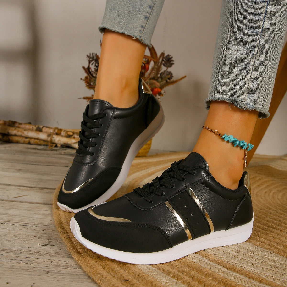 Women Sneakers Lightweight Platform Sneakers Women Leather Patchwork Casual Sport Shoes Ladies Outdoor Running Vulcanized Shoes