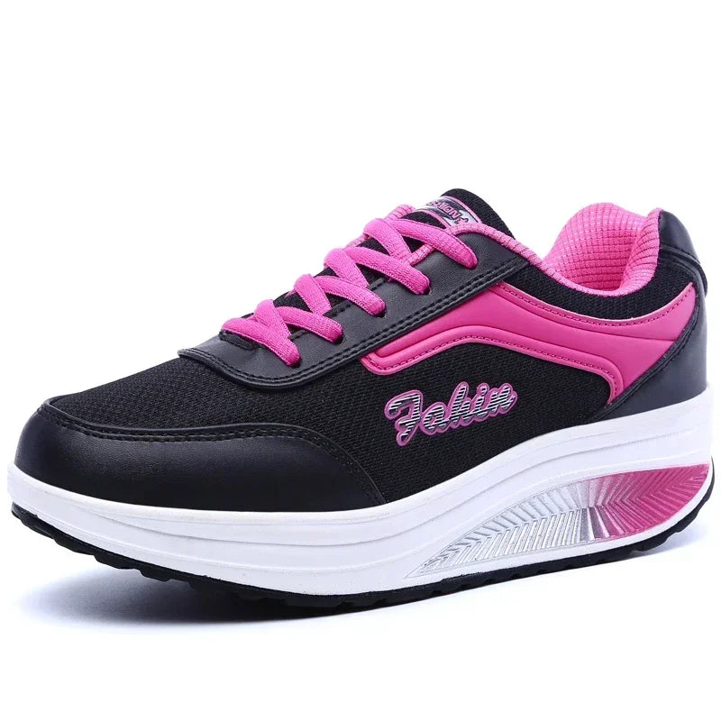 NEW Women Sneakers Breathable Waterproof Wedges Platform Vulcanize Shoes Woman Sneakers Leather Casual Shoes Tenis Feminino