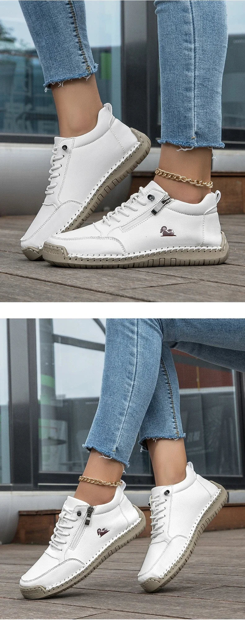 Women's Sneakers Handmade Leather Casual Shoes Outdoor Soft Sports Shoes for Men Classic Anti-slip Leather Shoe Zapatos De Mujer