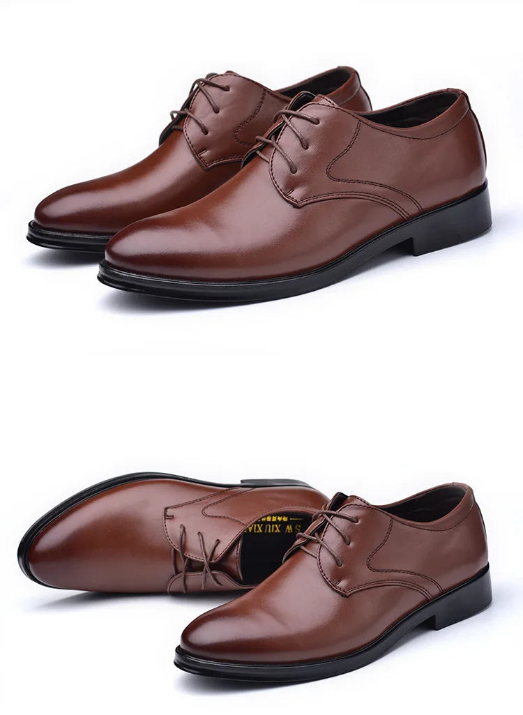 Men Leather Shoes Business Dress Shoes All-Match Casual Shoes Shock-Absorbing Footwear Wear-Resistant
