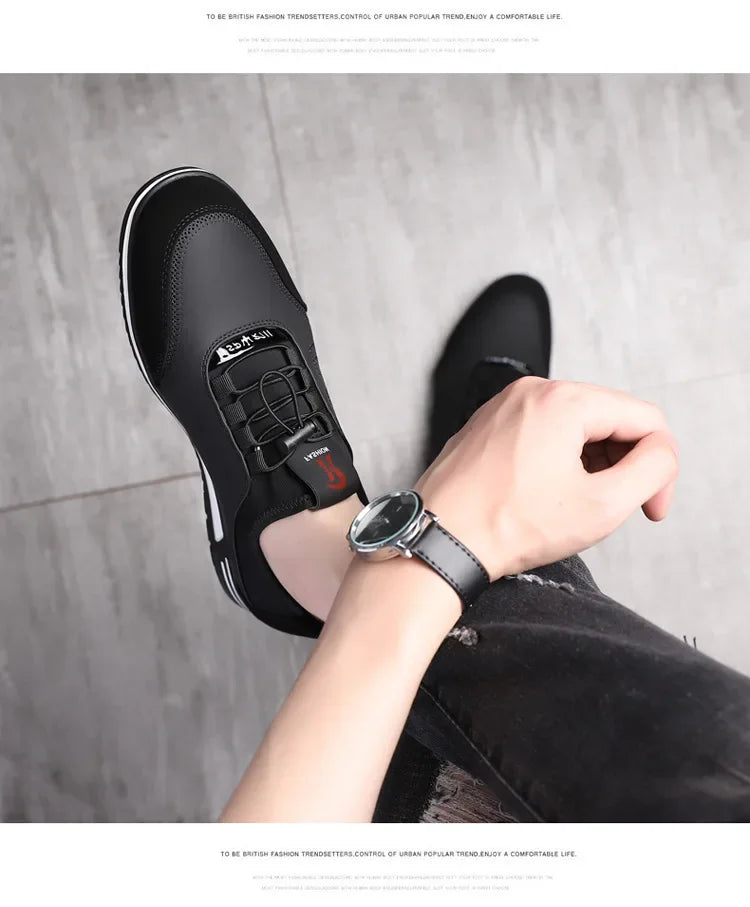 2025 Hot Men's Shoes Lightweight Leather Shoes for Men Soft Soled Male Sneakers Breathable Casual Shoes Slip on Working Footwear
