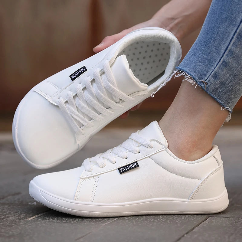 Women Shoes Wide Barefoot Shoes for Women Minimalist Artificial Leather Casual Comfortable Flats White Shoes Walking Sneakers