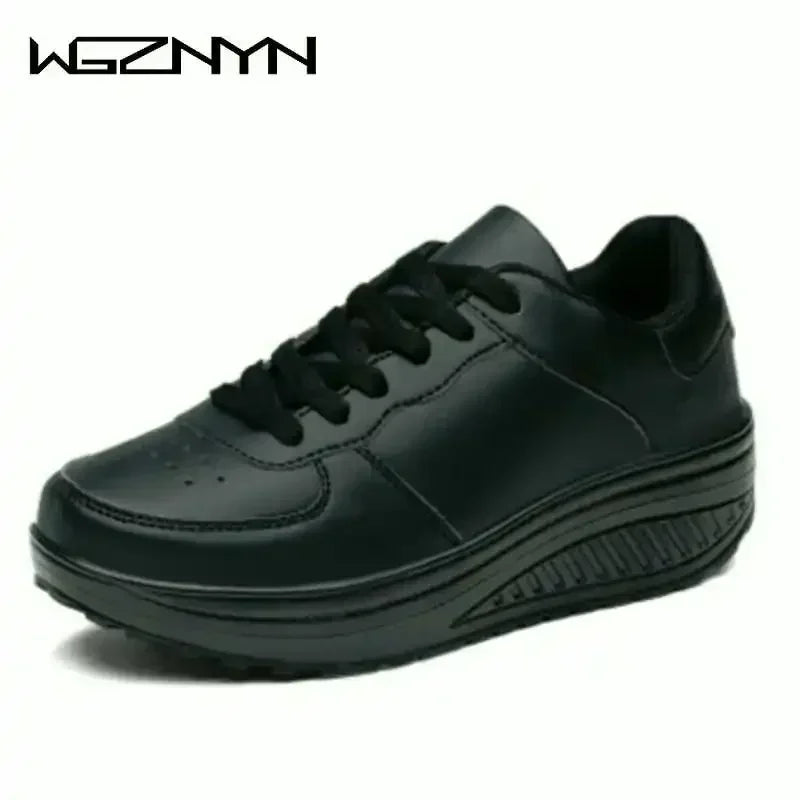 NEW Women Sneakers Breathable Waterproof Wedges Platform Vulcanize Shoes Woman Sneakers Leather Casual Shoes Tenis Feminino