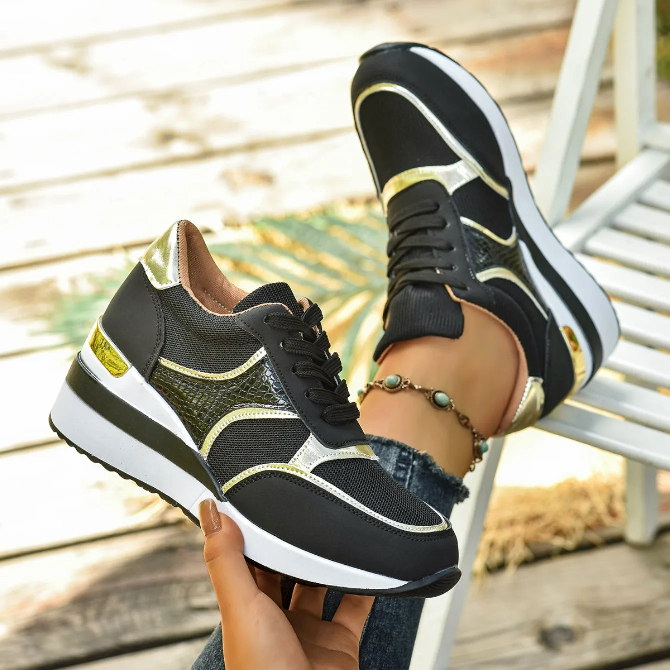 Women Sneakers Spring Walking Lace-up Casual Platform Shoes Women Big Size Outdoor Lightweight Sneakers Women Zapatos De Mujer