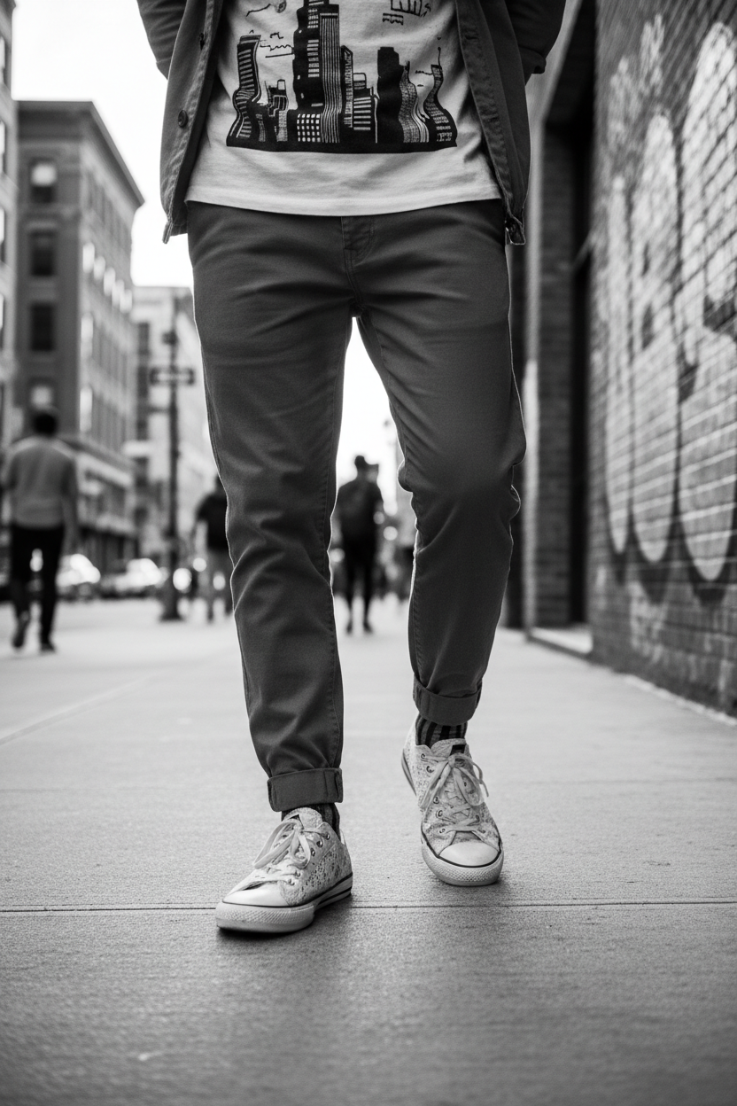 Classic Black & White Lace-Up Tennis Sneaker lifestyle photo